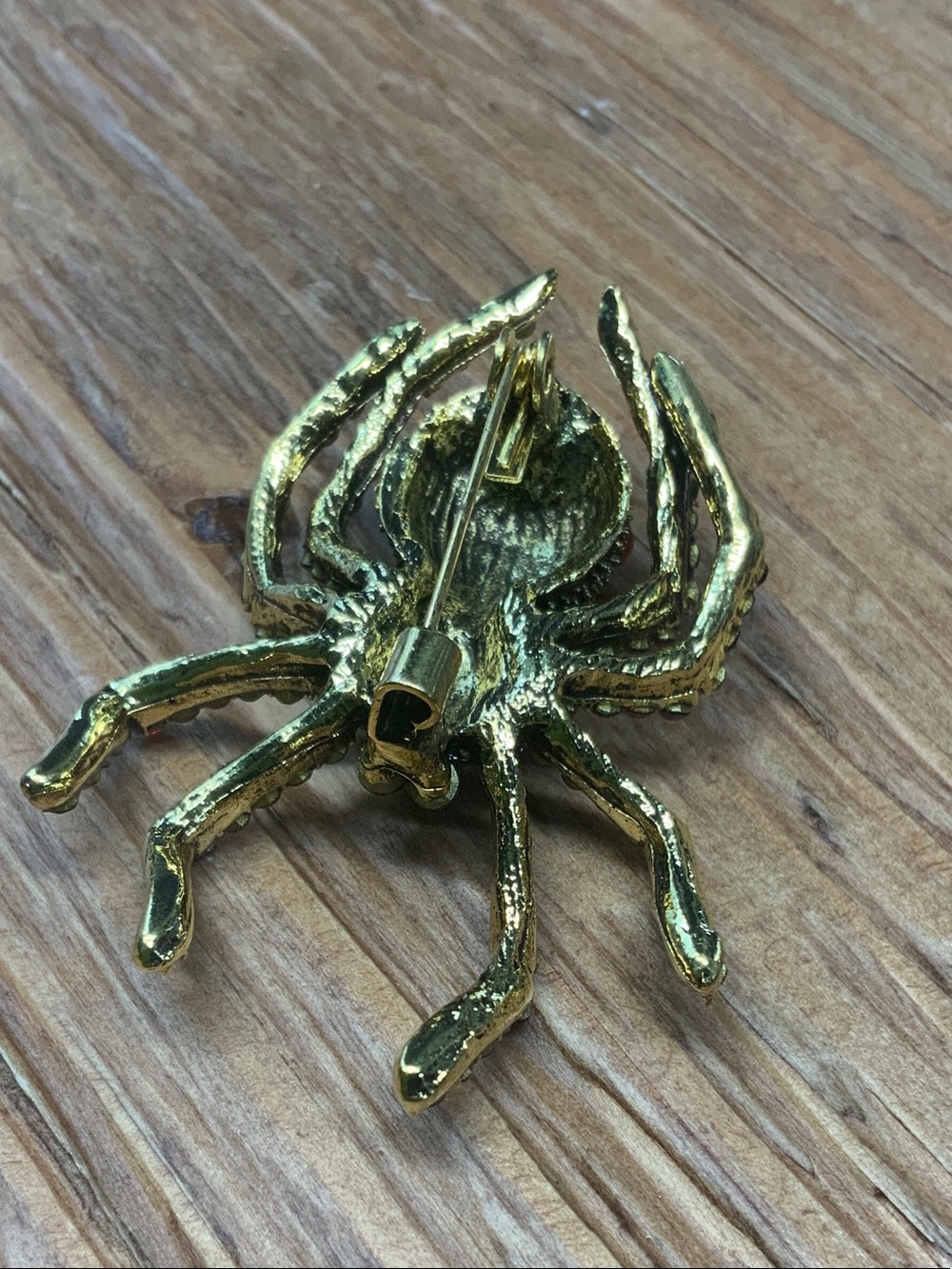 Sparkling Spider Red and Orange Crystal Accent Brooch - Picture 4 of 5